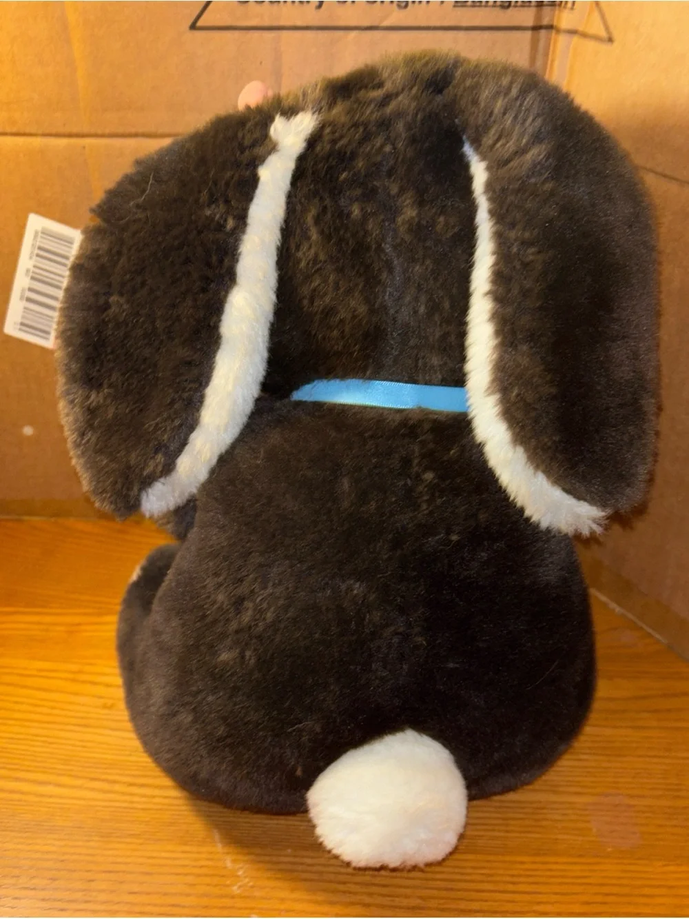 Gund Black Plush Bunny with Blue Ribbon and Multicolor Flower with rattle inside